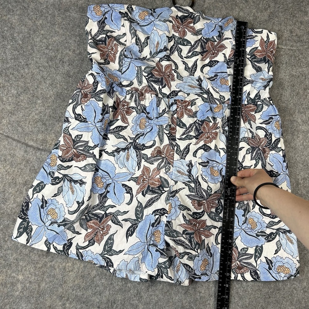 Old Navy Romper 2XL Blue Floral Linen Blend O Ring Halter Smocked Back Resort - Picture 4 of 11
